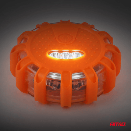 AMiO Magnetische Verkeer Noodgeval Waarschuwings-disk 16LED 3xAAA IP65 (12SMD + 3SMD) Oranje - VCTparts.nl