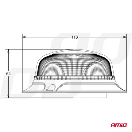 AMiO Oranje LED Zwaailicht Noodverlichting met Magneet 18LED 12/24V