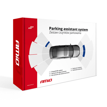 AMiO Parkeersensor Parkeerhulpsysteem LED met 4 Plak Sensoren & Pieper Inbouw Zwart - VCTparts.nl