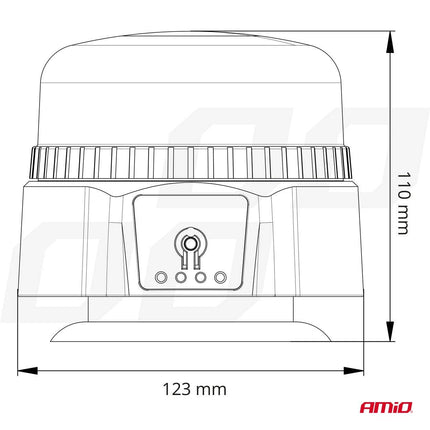 AMiO Stroboscoop Zwaailicht Draadloze LED Waarschuwingslamp R65 R10 12/24V Oranje - VCTparts.nl