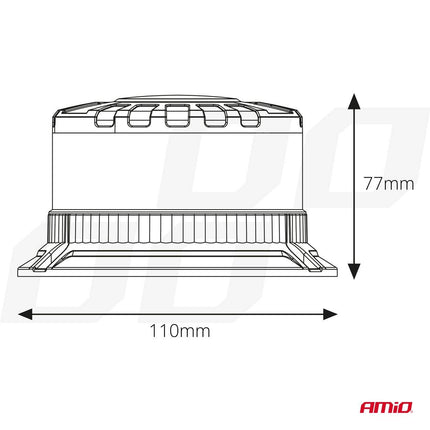 AMiO Stroboscoop Zwaailicht LED Waarschuwingslamp Heavy Duty W28B 12V 24V Oranje