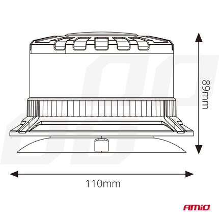 AMiO Stroboscoop Zwaailicht LED Waarschuwingslamp Heavy Duty W28M 12V 24V Oranje - VCTparts.nl