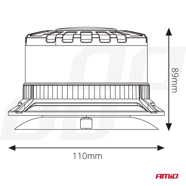 AMiO Stroboscoop Zwaailicht LED Waarschuwingslamp Heavy Duty W28M 12V 24V Oranje - VCTparts.nl