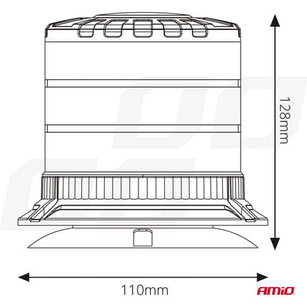 AMiO Stroboscoop Zwaailicht LED Waarschuwingslamp Heavy Duty W30M 12V 24V Oranje