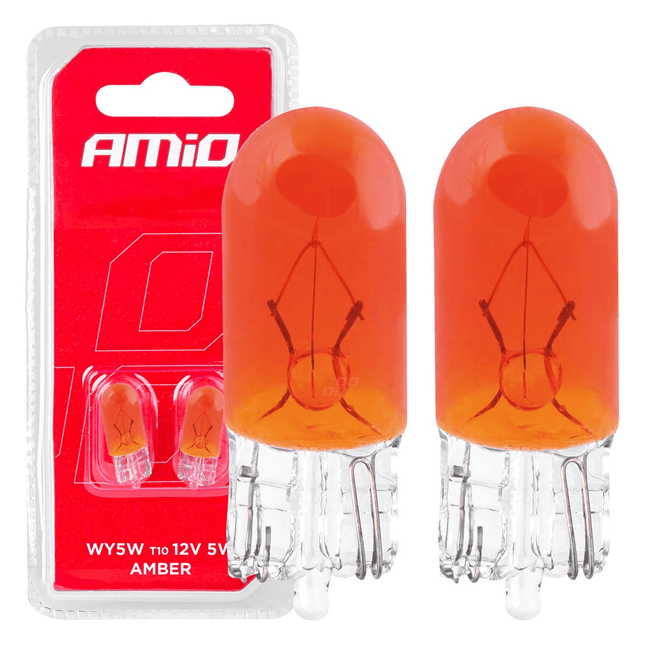 AMiO T10 Oranje Halogeen Verlichting 30 lumen W2.1x9.5d (set) [Knipperlicht - Richtingaanwijzer] - VCTparts.nl