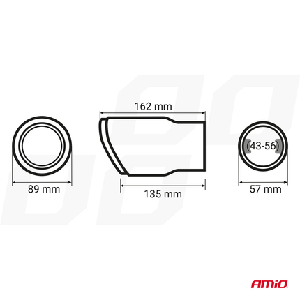 AMiO Uitlaat Einddemper Sierstuk RVS Koppelstuk 89mm Chrome - VCTparts.nl