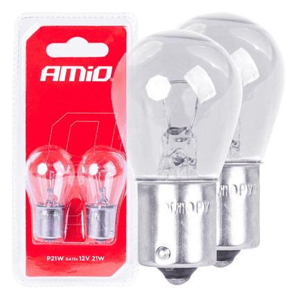 AMiO Universele Halogeen Wit BA15S Voor Dagrijverlichting P21W (12V) (Set) - VCTparts.nl