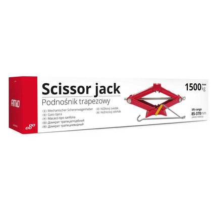 Amio Universal Scissor -jacket avec une guirlande à main pour la voiture rouge - 1,5 tonnes