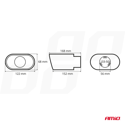 AMiO Universele Uitlaat Demper Tip RVS Koppelstuk (122 x 68 mm) Chrome - VCTparts.nl