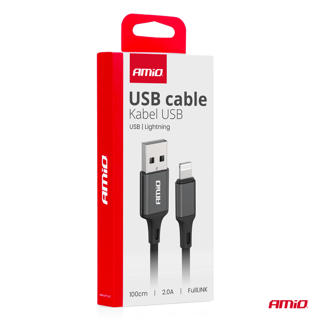 AMiO USB-A naar Lightning Kabel 2A 100cm FullLINK - Hoogwaardige Snellader Oplaadkabel Snoer - VCTparts.nl