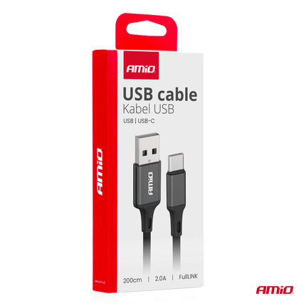 AMiO USB-A naar USB-C Kabel 2A 200cm FullLINK - Hoogwaardige Snellader Oplaadkabel Snoer - VCTparts.nl