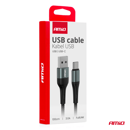 Amio USB-A à USB-C Cable 3A 100cm FullLink-High-qualité Fast Charger Cable Corde