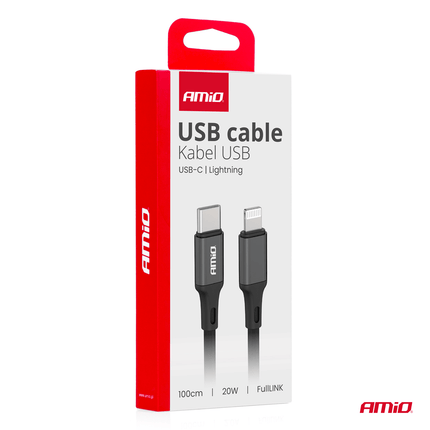 AMiO USB-C naar Lightning Kabel 20W 100cm FullLINK - Hoogwaardige Snellader Oplaadkabel Snoer - VCTparts.nl