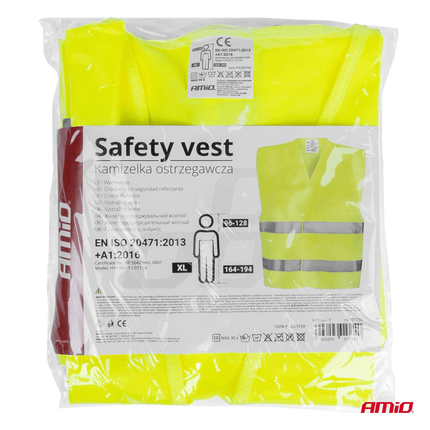 AMiO Veiligheidsvest Geel SV-01 Reflecterend Hesje met ISO Certificaat (120gr/m) - VCTparts.nl