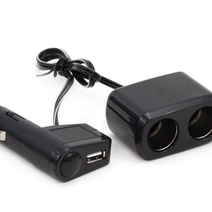 AMiO Verlengstuk Stopcontact SOC1 2+1 USB Universeel Zwart - VCTparts.nl