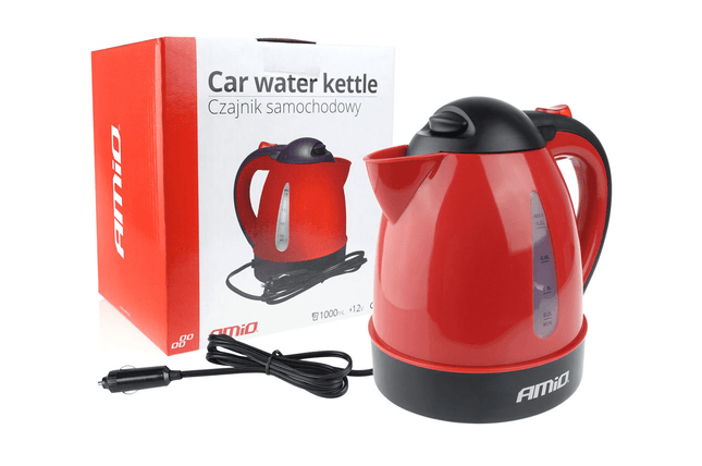 AMiO Waterkoker Auto Koffiezetter Kan (12v/150w) met Contraplug Rood - VCTparts.nl