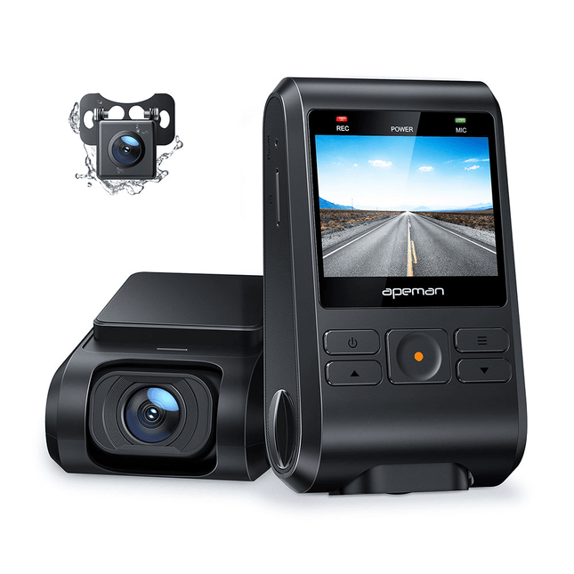 Apeman C550 Dubbele Dashcam 1080P HD Wifi Auto Video Recorder met Continue Voeding Zwart