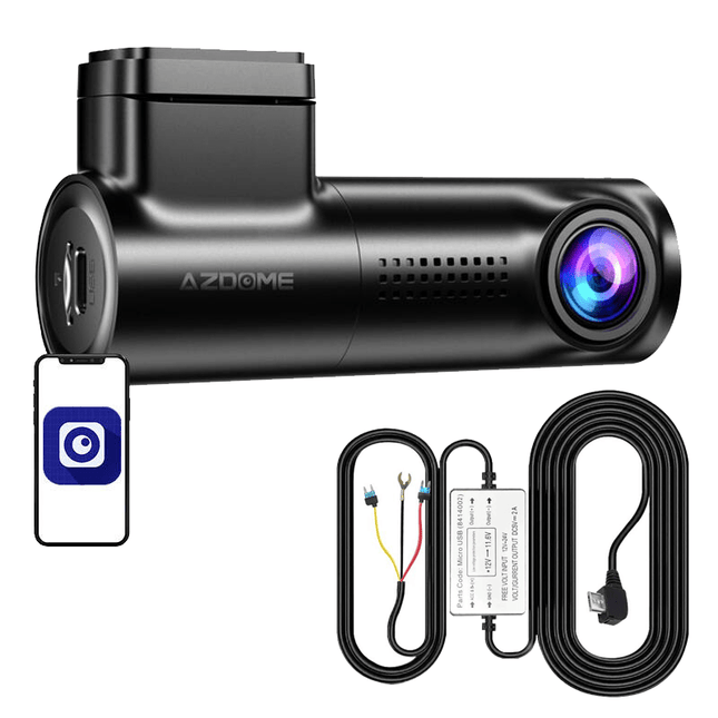 AZDome Dashcam M330 1080P Wifi Auto Video Recorder + Continue Voeding Zwart - VCTparts.nl