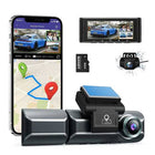 AZDome Dashcam M550 4K 1260P Wifi Auto Video Recorder met Achter & Interieur Camera Zwart