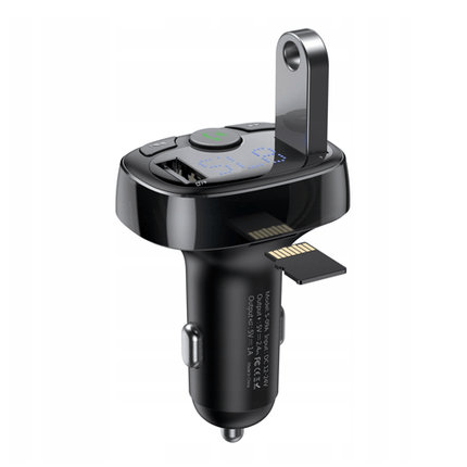 Baseus  Bluetooth Muziek FM Transmitter en Dubbele USB Poort S-09A Autolader Zwart - VCTparts.nl