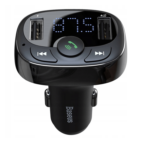 Baseus  Bluetooth Muziek FM Transmitter en Dubbele USB Poort S-09A Autolader Zwart - VCTparts.nl