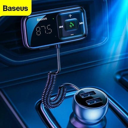 Baseus Dubbele USB Poort Autolader en Bluetooth FM Muziek Transmitter Zwart - VCTparts.nl