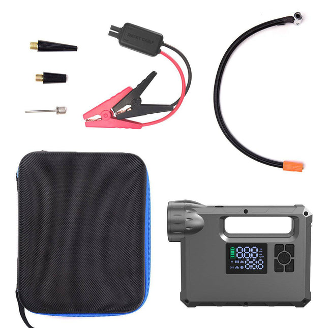 Choetech Jump Starter met Compressor Powerbank 8000mAh  LED-zaklamp Zwart - VCTparts.nl