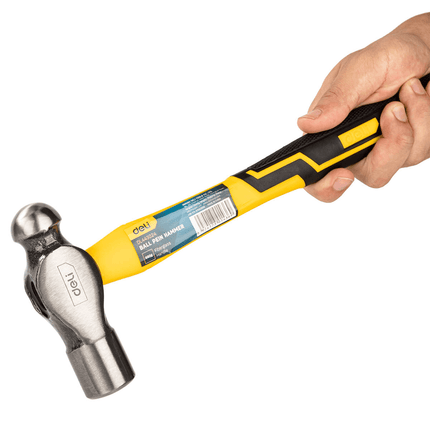 Deli Ball Pein Hammer 0.68kg Universeel met Ergonomische Handgreep [Gereedschap - EDL443024] (Geel) - VCTparts.nl