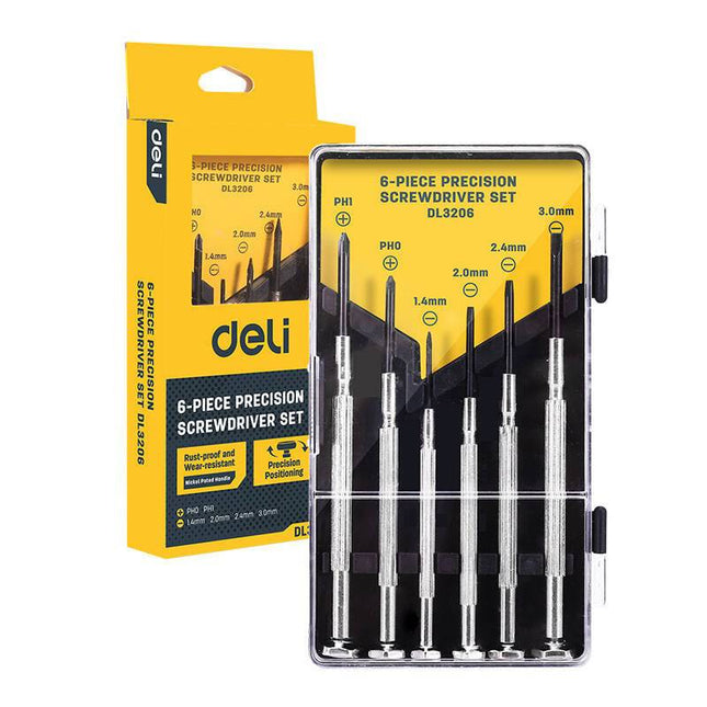 Deli Tools Precisieschroevendraaierset 6 stuks EDL3206 (Zwart) [Gereedschappen - Deli] - VCTparts.nl