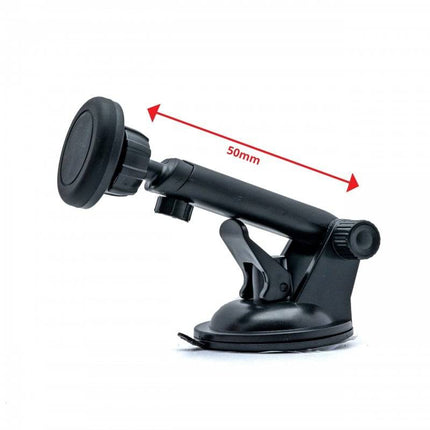 Einparts Auto Magnetische Telefoonhouder voor Dashboard en Voorruit met Telescopische Arm Zwart