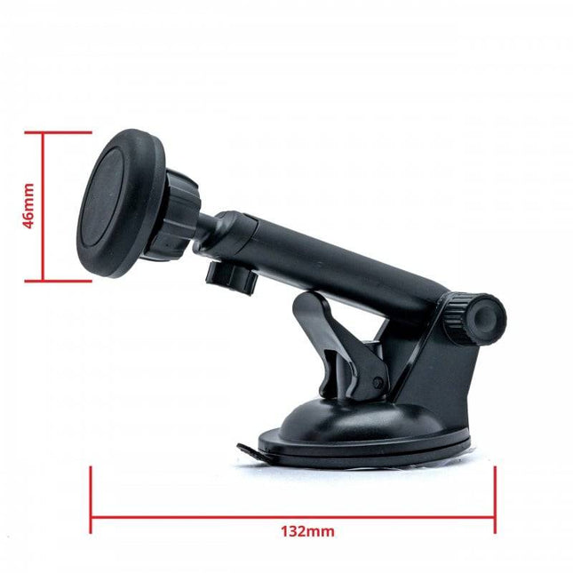 Einparts Auto Magnetische Telefoonhouder voor Dashboard en Voorruit met Telescopische Arm Zwart