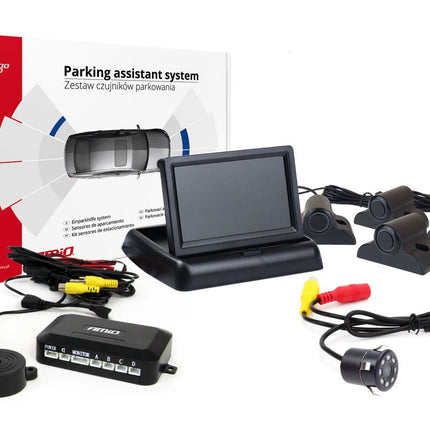 AMiO Parkeerhulpsysteem TFT02 43 inch met HD-307-IR en 4 Sensoren Zwart Truck - VCTparts.nl