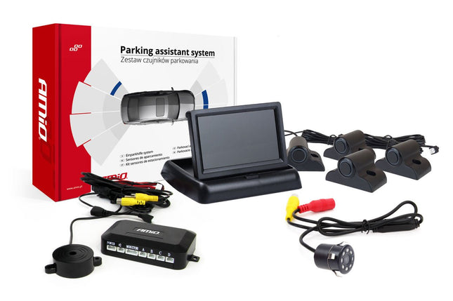 AMiO Parkeerhulpsysteem TFT02 43 inch met HD-307-IR en 4 Sensoren Zwart Truck - VCTparts.nl