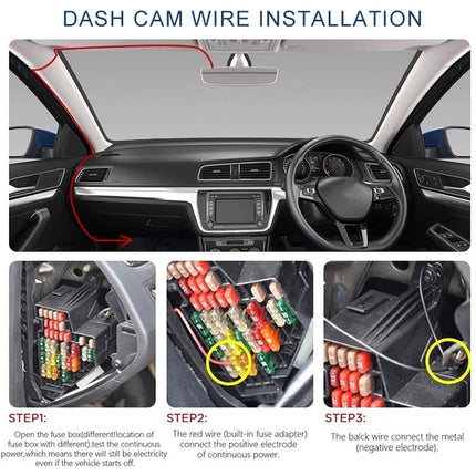 Auto Dashcam Continue Voeding Hardwire Kabel Voeding Micro USB [3.2M 12v/24v] - VCTparts.nl