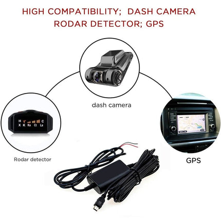 Auto Dashcam Continue Voeding Hardwire Kabel Voeding Mini USB [3.2M 12v/24v] - VCTparts.nl