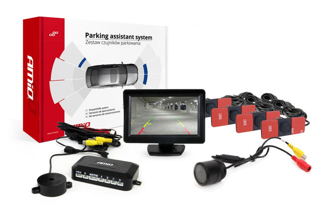 AMiO Parkeerhulpsysteem TFT01 43" met HD-301-IR 4 sensoren zwart binnenmontage - VCTparts.nl