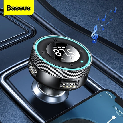 Baseus  FM-Transmitter Draadloze Bluetooth 5.0  AUX & USB Snellader Handsfree Carkit - VCTparts.nl