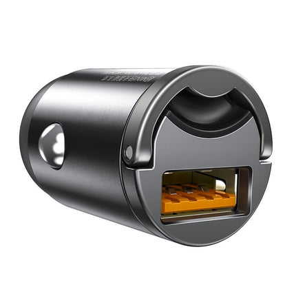 Baseus Mini USB Autolader QC 3.0 30W Snellader Grijs - VCTparts.nl