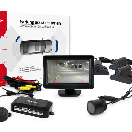 AMiO Parkeerhulpsysteem TFT01 43" met HD-301-IR 4 sensoren zwart Truck - VCTparts.nl