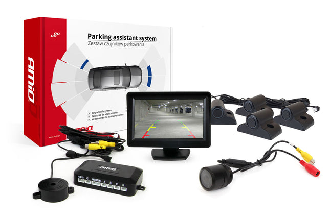 AMiO Parkeerhulpsysteem TFT01 43" met HD-301-IR 4 sensoren zwart Truck - VCTparts.nl