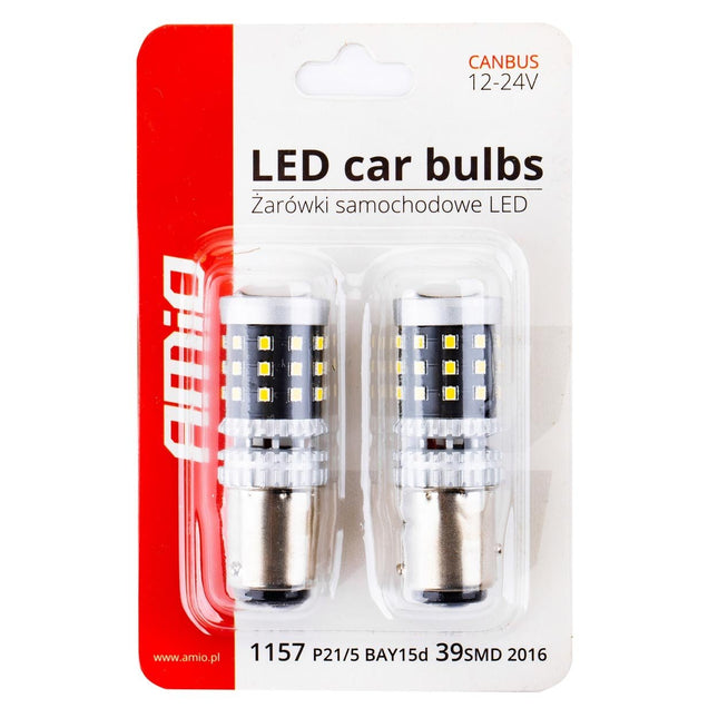 AMiO LED-lampen CANBUS 2016 39SMD 1157 BAY15D P21/5W Wit 12V/24V - VCTparts.nl