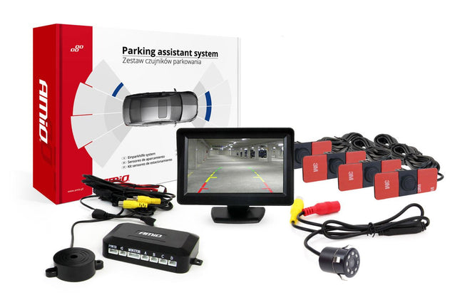 AMiO Parkeerhulpsysteem TFT01 43" met HD-307-IR 4 sensoren zwart binnenmontage - VCTparts.nl