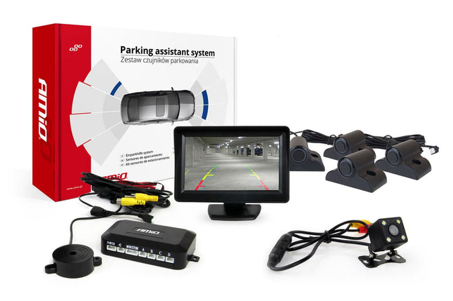 AMiO Parkeerhulpsysteem TFT01 43" met HD-315-LED 4 sensoren zwart Truck - VCTparts.nl