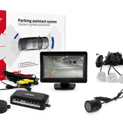 AMiO Parkeerhulpsysteem TFT01 43" met HD-301-IR 4 sensoren zilver - VCTparts.nl