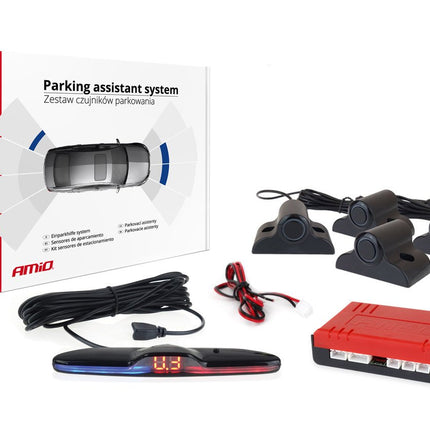 AMiO Parkeerhulpsysteem MAX LED 4 sensor zwart 19mm TRUCK - VCTparts.nl