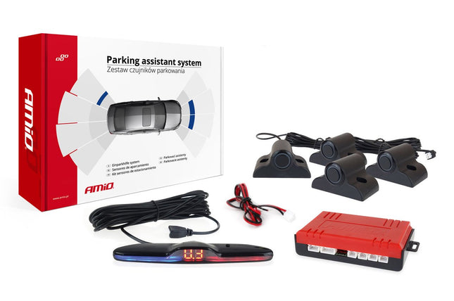 AMiO Parkeerhulpsysteem MAX LED 4 sensor zwart 19mm TRUCK - VCTparts.nl