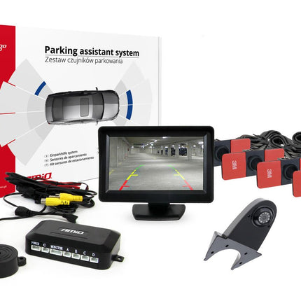 AMiO Parkeerhulpsysteem TFT01 43 inch met HD-502-IR en 4 Sensoren Zwart Binnenmontage - VCTparts.nl