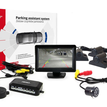 AMiO Parkeerhulpsysteem TFT01 43" met HD-307-IR 4 sensoren zwart Truck - VCTparts.nl