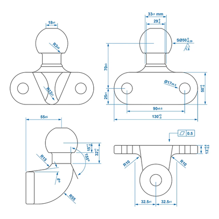 ProPlus Trekhaakkogel Zwart Haaks D172kN S350kg Bumpertrekhaak - VCTparts.nl