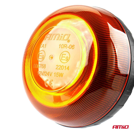 AMiO Stroboscoop Zwaailicht Waarschuwingslamp W21SB 12/24V IP56 Oranje R65 R10 - VCTparts.nl